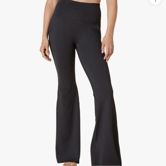 Beyond Yoga Pants - Beyond Yoga Heather Rib All Day High Rise Flare Pant in Black, Size Small